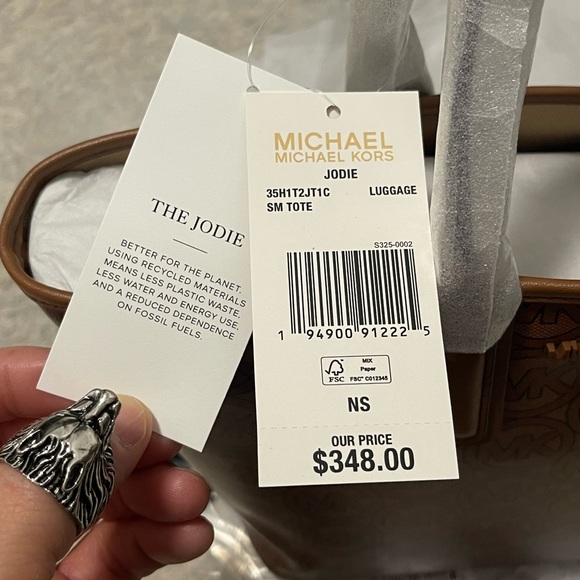 NWT Michael Kors Jodie Small Logo Jacquard Tote Bag In Luggage/Brown Color - Picture 5 of 12